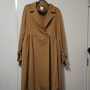 LC Lauren Conrad Tan Pleated Tie Front Sundress